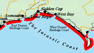 Geology map of Dorset, South West, UK