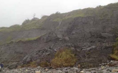 Rock fall at Monmouth Beach